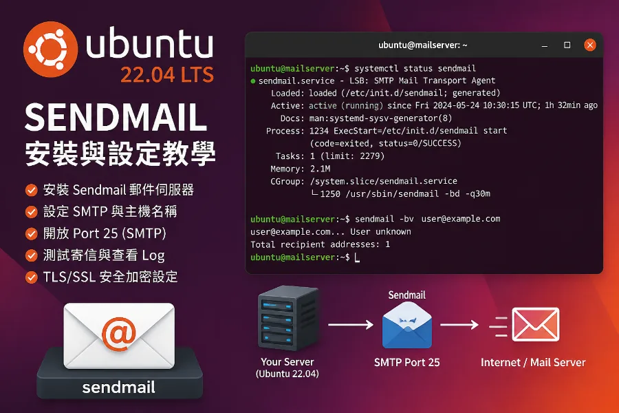 Ubuntu 22.04 Sendmail 安裝設定：SMTP、防火牆與故障排除｜WCST 技術 Blog
